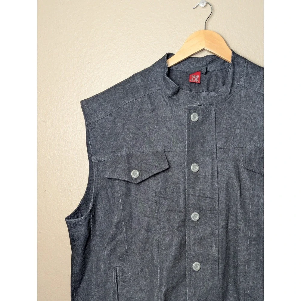 Street & Steel Motorcycle Vest Mens 2XL Black Biker Denim Riding Gear Pockets